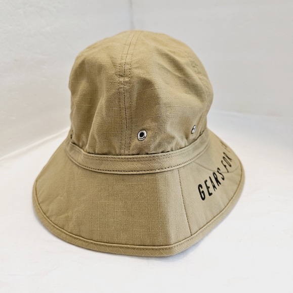 Human Made (STRM-CWBY) Rip Stop Round Bucket Men Sz M Khaki Cap/Hat - Picture 5 of 9